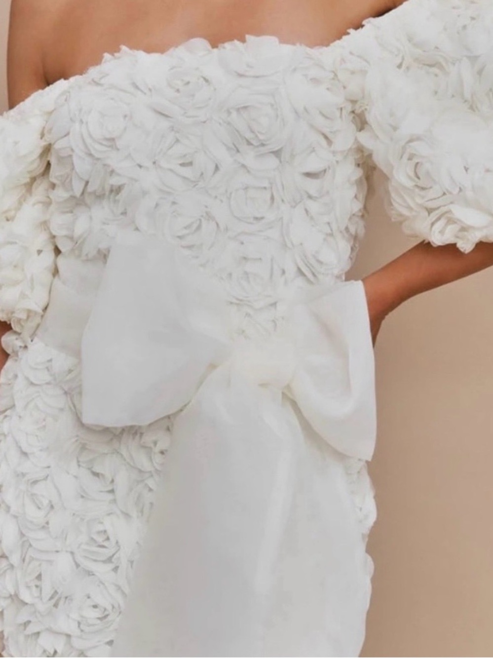 Vici Ivory Rose Appliqué Puff Sleeve Dress - Picture 6 of 6